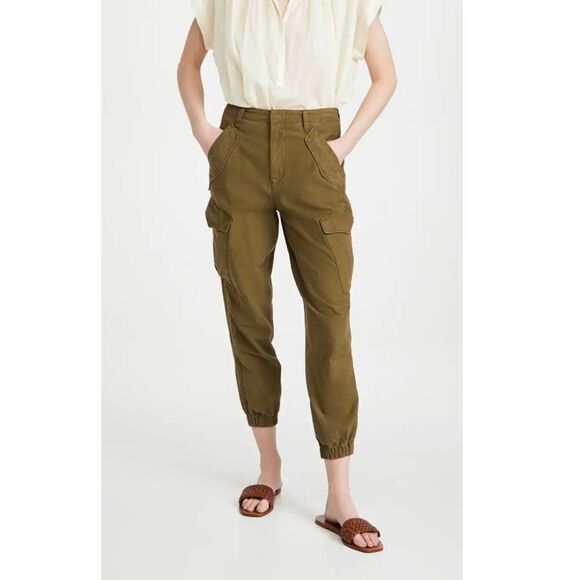 Rag & Bone Field Cargo Joggers Olive Green Ankle Zip High Rise Cotton Women's 25 - Picture 8 of 8